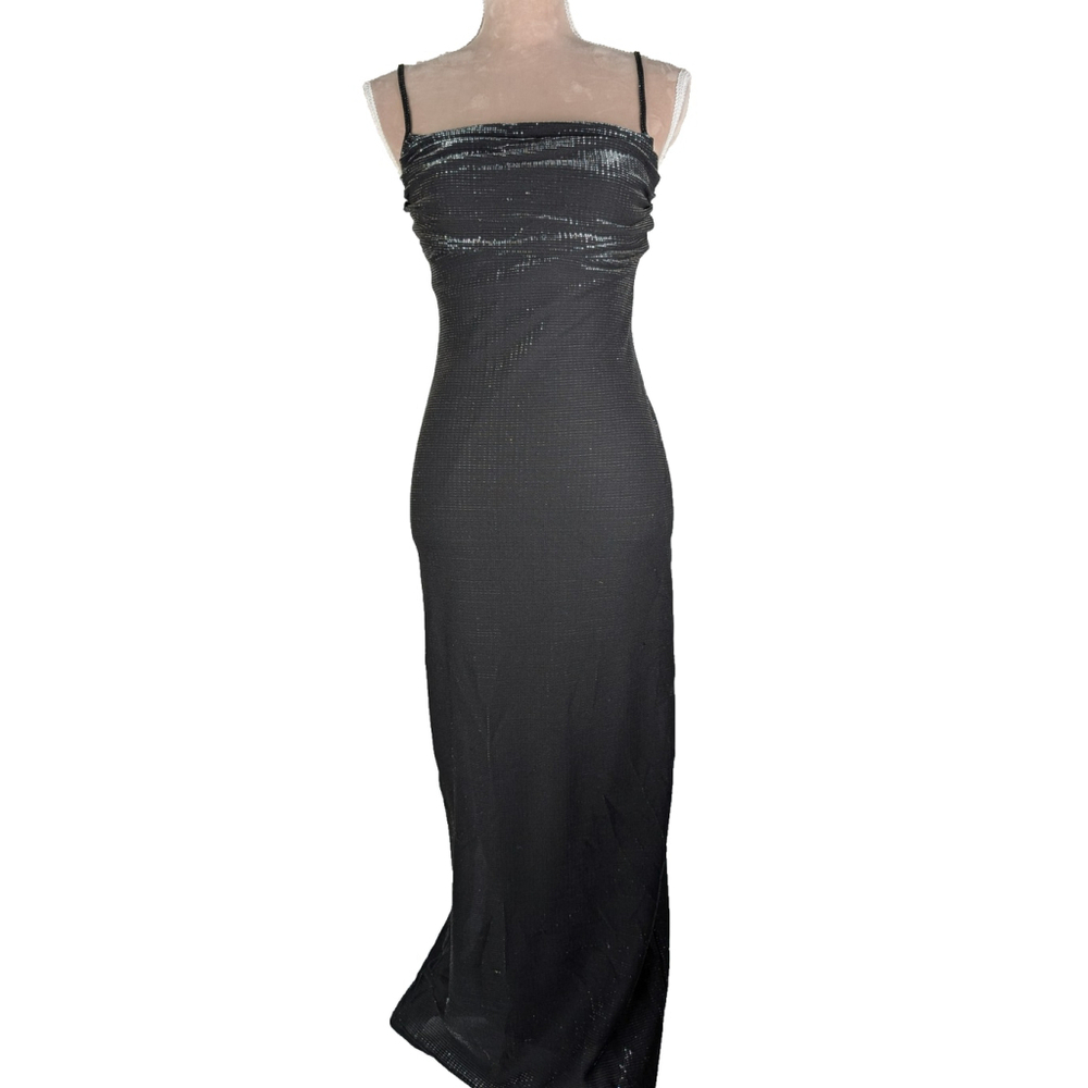 Metallic Dress Small VTG Y2K Empire Fairy Grunge Edgy Glam Evening Maxi Prom